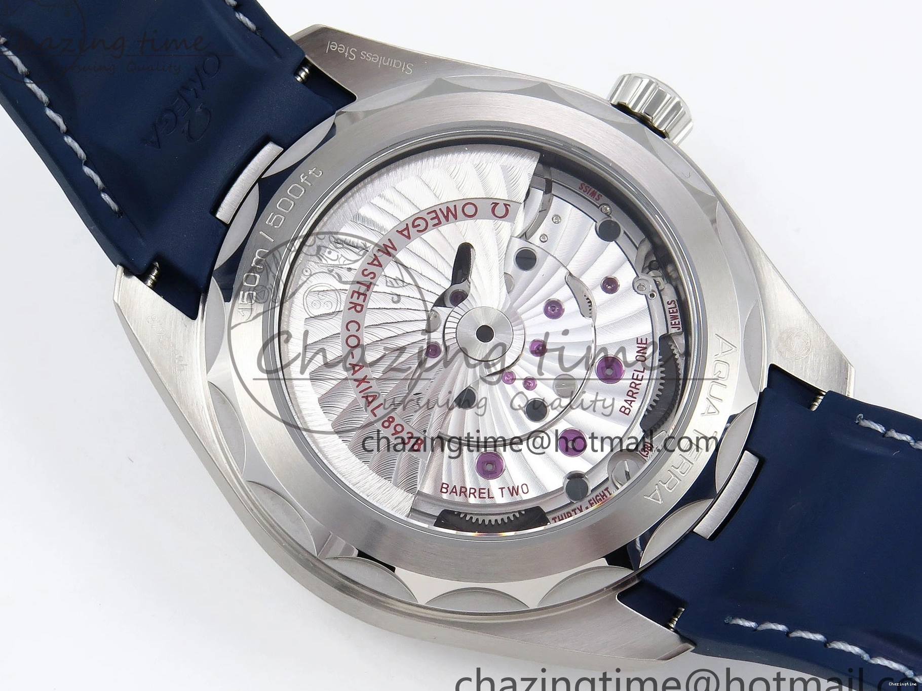 0226 Aqua Terra GMT Worldtimer 43mm VSF 1:1 Best Edition Deep Blue Dial on Blue Rubber Strap A8938 Super Clone QuickDry 7721